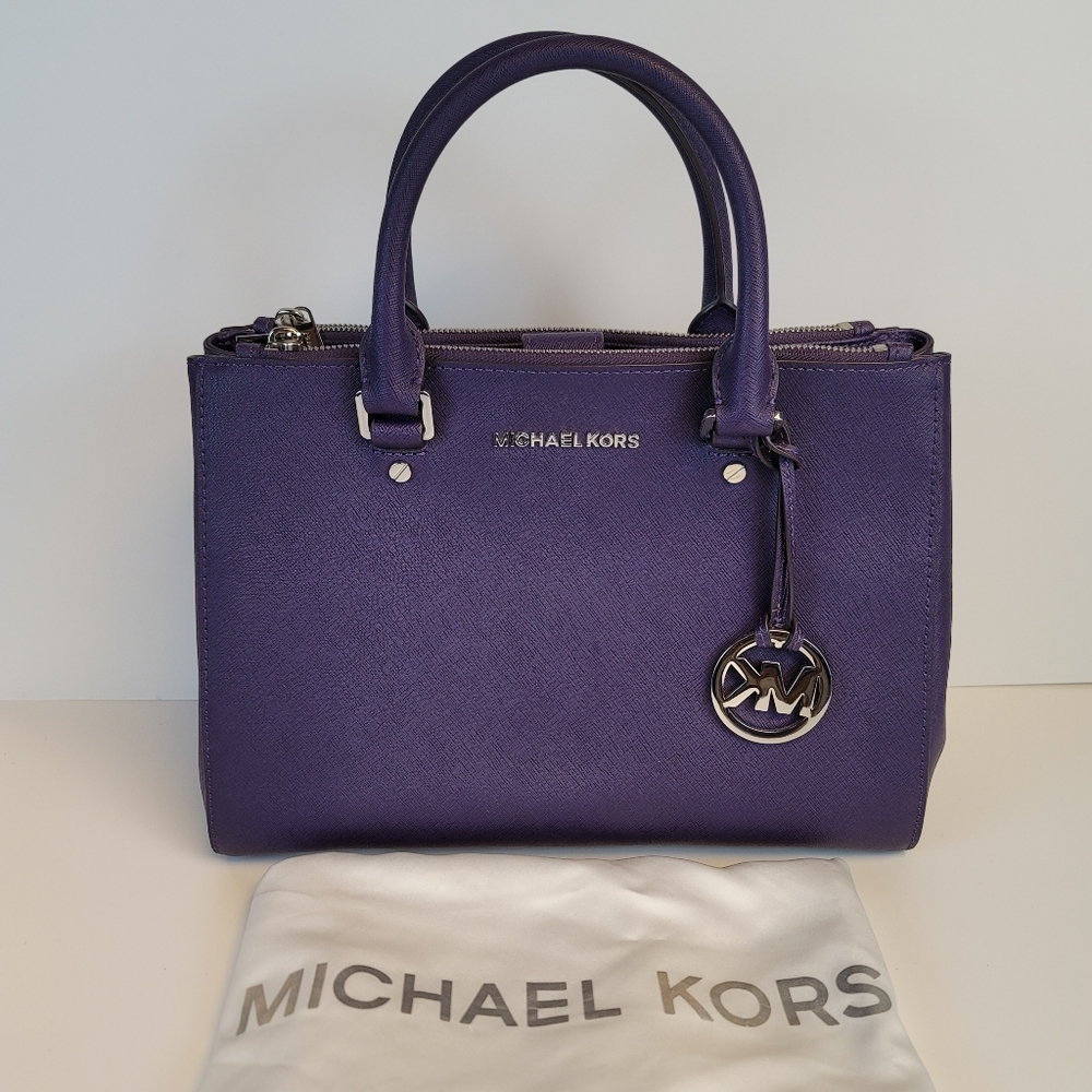 Michael Kors Sutton Leather Medium Satchel - Iris